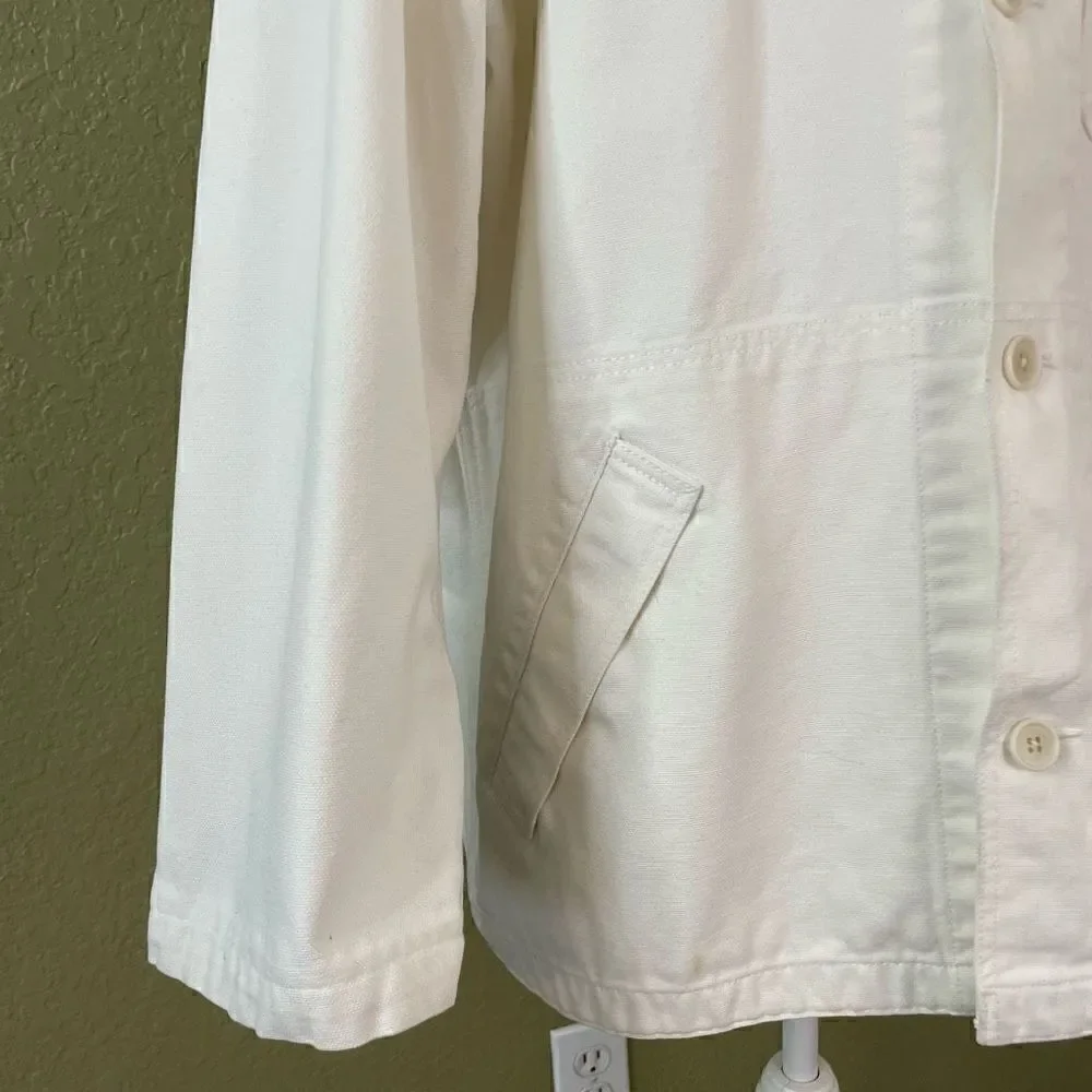 Vintage Armani Exchange Men’s Medium White Button Down Utility Shacket Jacket